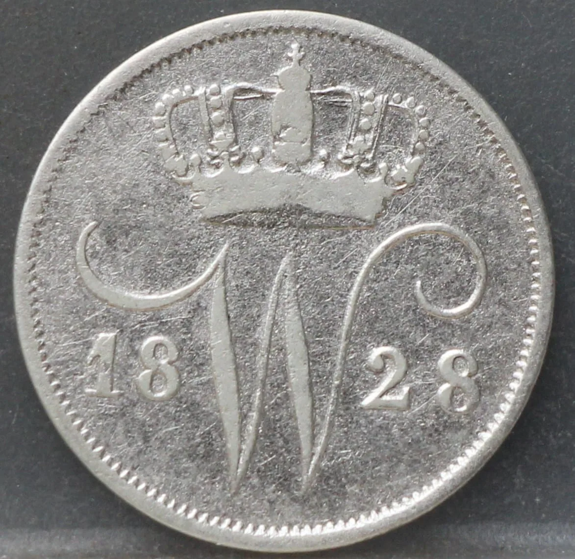 10 Cent 1828 U — Zilveren Dubbeltje voorzijde, Zilver 569/1000