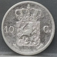 10 Cent 1828 U — Zilveren Dubbeltje achterzijde, Zilver 569/1000