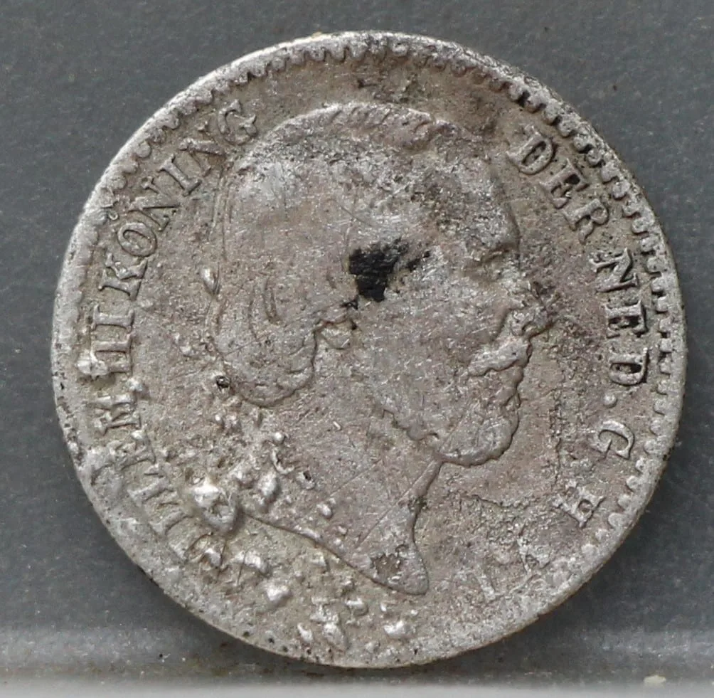 10 Cent 1853 — Zilveren Dubbeltje Willem III voorzijde, zilver 640/1000