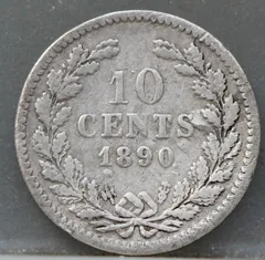 10 Cent 1890 — Zilver achterzijde