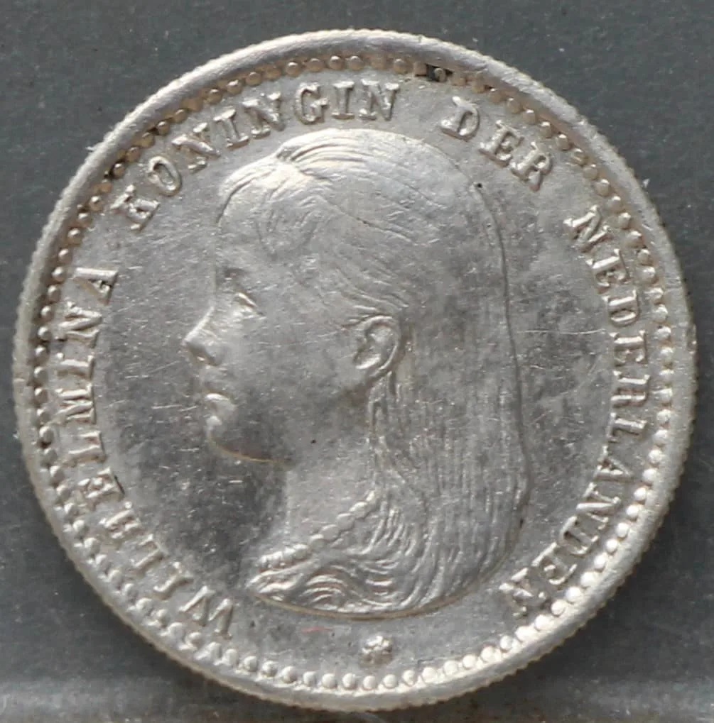 10 Cent 1892 – Zilveren Dubbeltje voorzijde, Zilver 640/1000