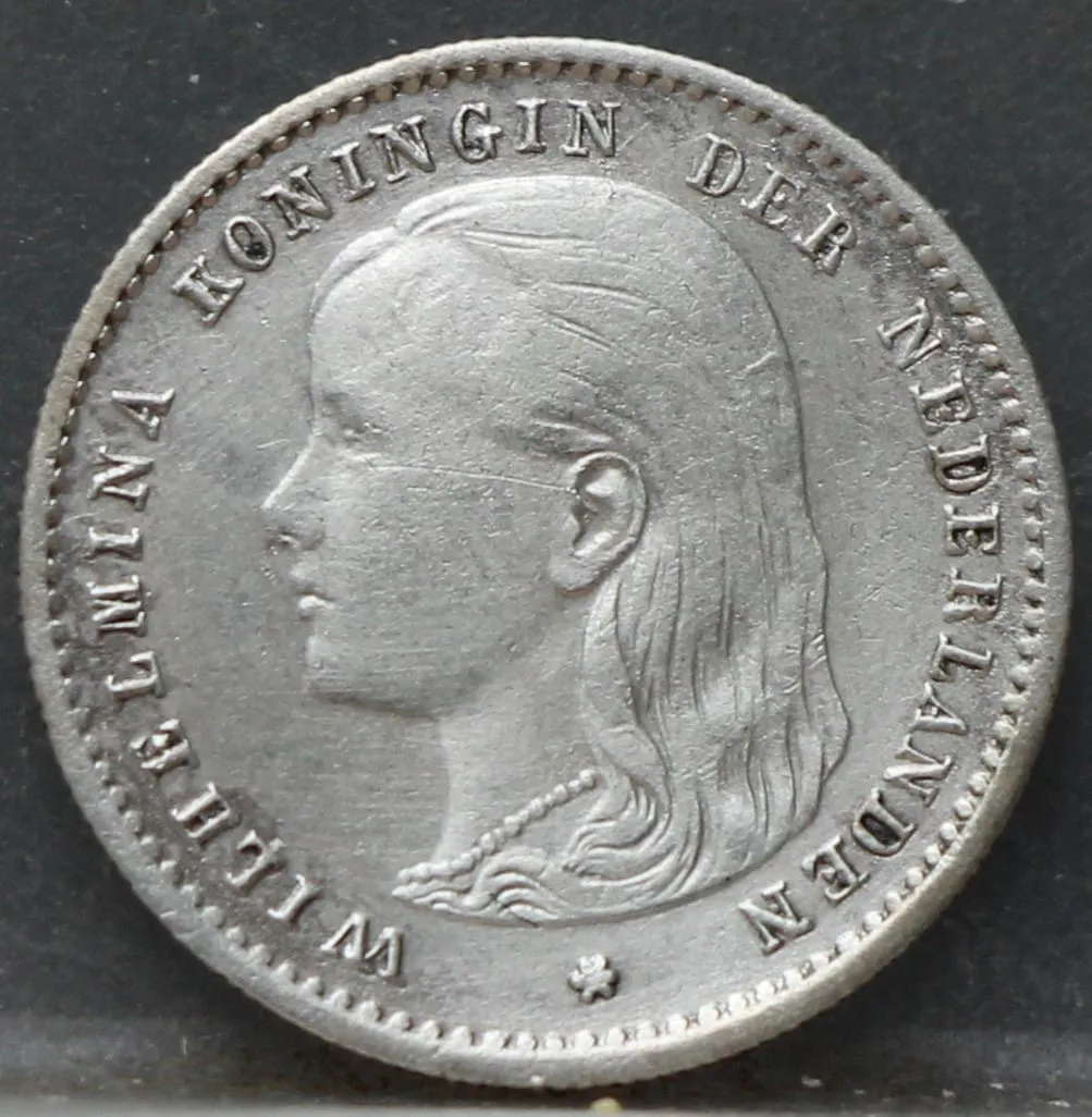 10 Cent 1894 — Zilveren Dubbeltje Wilhelmina voorzijde, zilver 640/1000