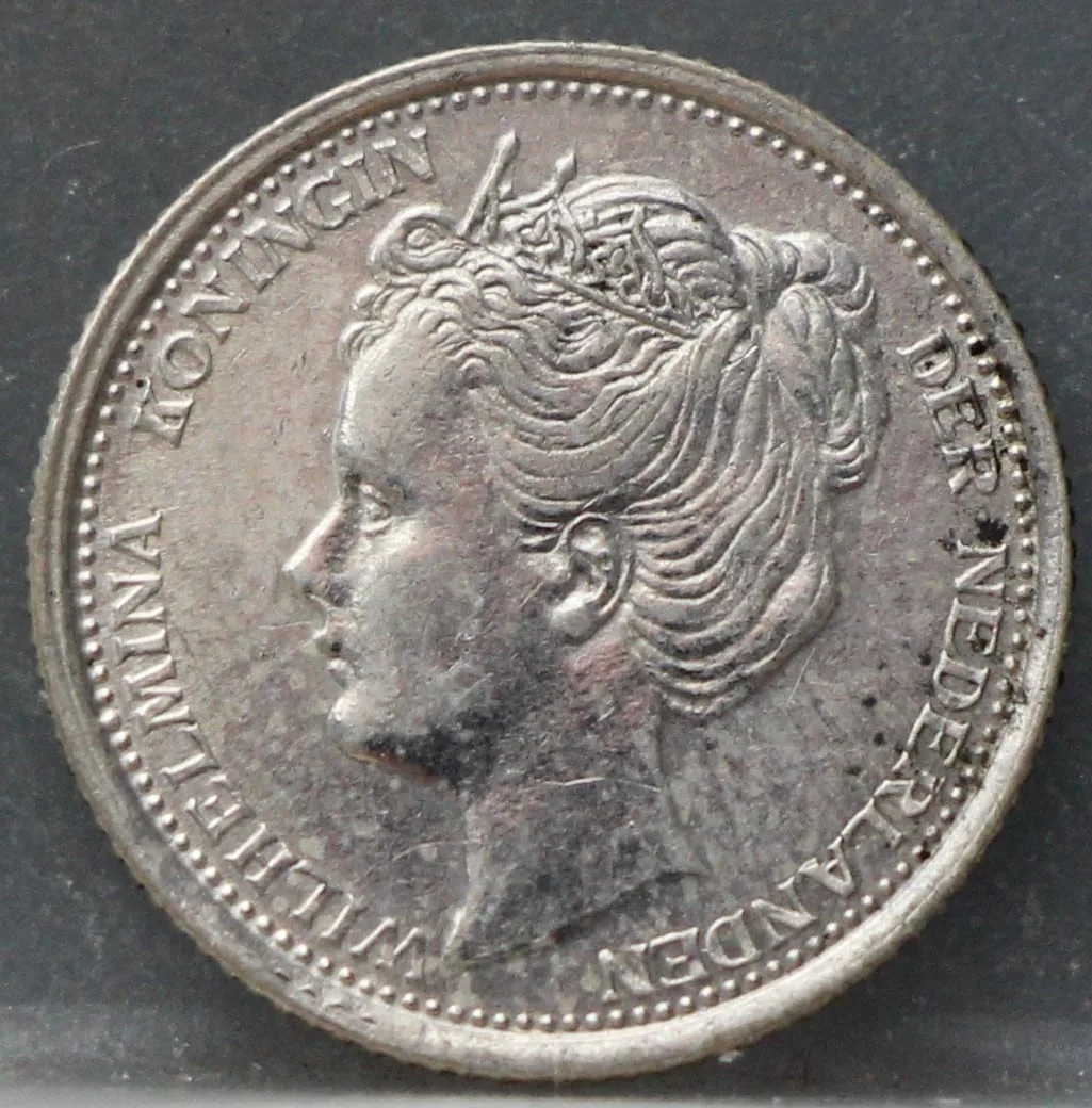10 Cent 1905 — Zilveren Dubbeltje Wilhelmina voorzijde, zilver 640/1000