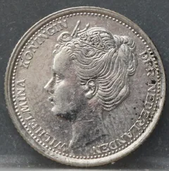10 Cent 1905 — Zilveren Dubbeltje Wilhelmina voorzijde, zilver 640/1000