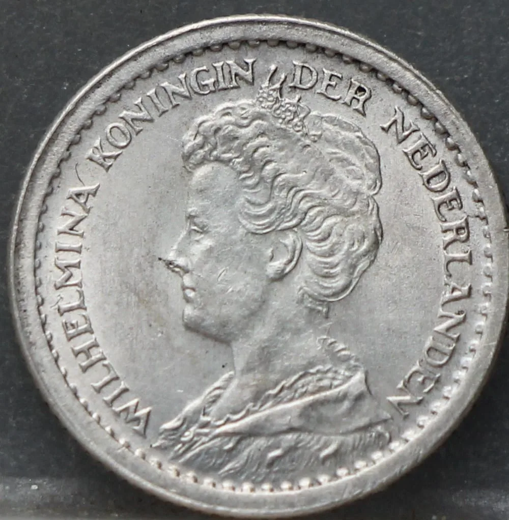 10 Cent 1913 — Zilveren Dubbeltje Wilhelmina voorzijde, Zilver 640/1000