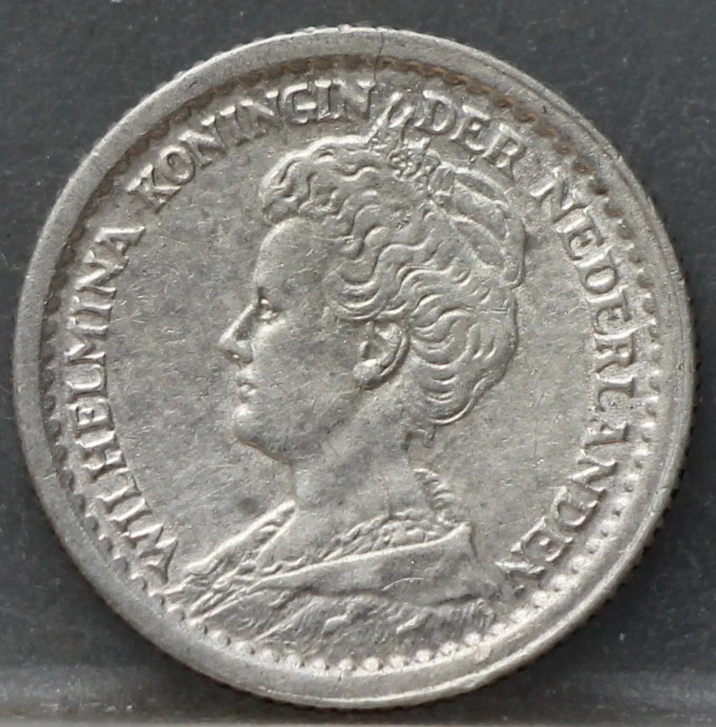 10 Cent 1914 – Zilveren Dubbeltje Wilhelmina voorzijde, Zilver 640/1000