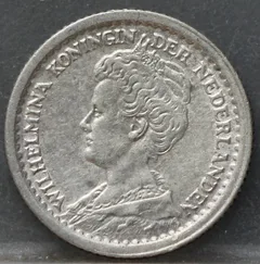 10 Cent 1914 – Zilveren Dubbeltje Wilhelmina voorzijde, Zilver 640/1000