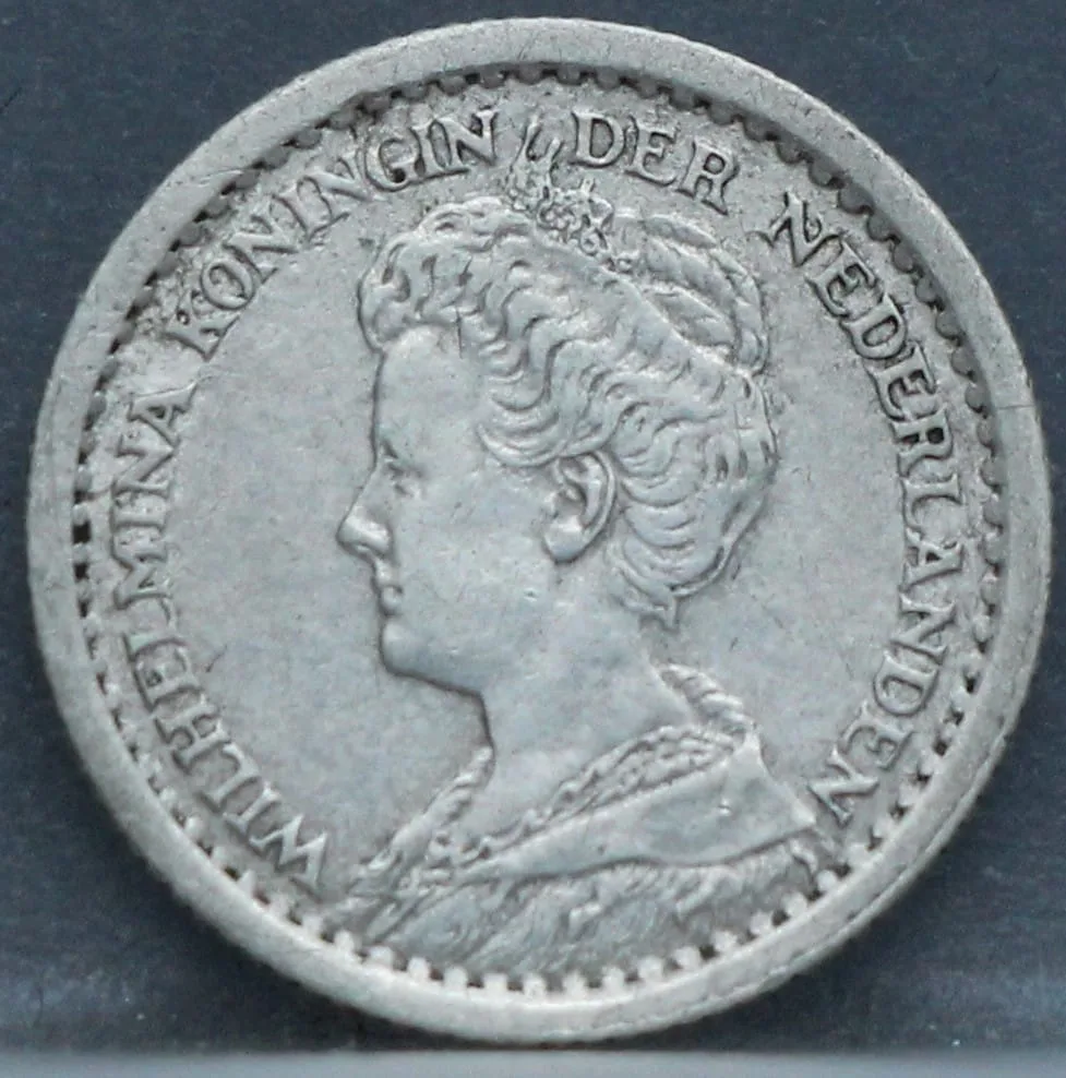 10 Cent 1914 — Zilveren Dubbeltje Wilhelmina voorzijde, Zilver 640/1000