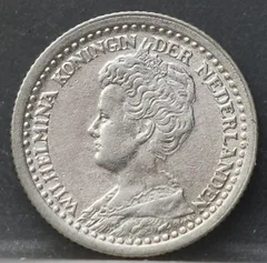10 Cent 1919 — Zilveren Dubbeltje Wilhelmina voorzijde, Zilver 640/1000