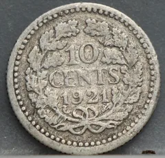 10 Cent 1921 – Dubbeltje Wilhelmina achterzijde