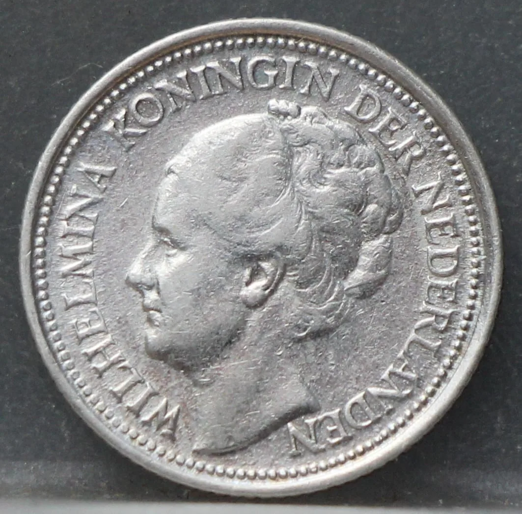 10 Cent 1934 — Zilveren Dubbeltje Wilhelmina voorzijde, zilver 640/1000