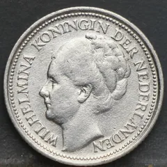 10 Cent 1934 — Zilveren Dubbeltje Wilhelmina voorzijde, zilver 640/1000