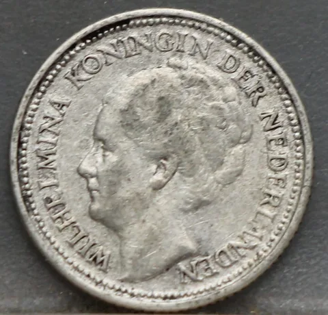 10 Cent 1935 — Dubbeltje Wilhelmina Zilver