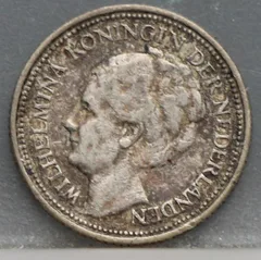 10 Cent 1936 — Zilveren Dubbeltje Wilhelmina voorzijde, zilver 640/1000