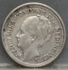 10 Cent 1936 — Zilveren Dubbeltje Wilhelmina voorzijde, zilver 640/1000