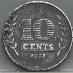 10 Cent 1942 — Zink voorzijde, Nederland