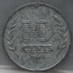 10 Cent 1943 — Zink voorzijde, Nederland