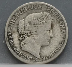 10 Centavos 1921 Peru voorzijde