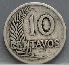 10 Centavos 1921 Peru achterzijde