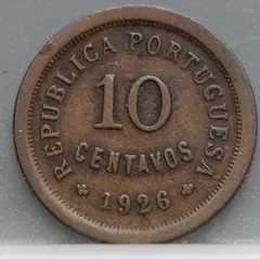 10 Centavos 1926 Portugal Brons voorzijde
