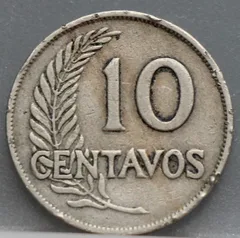 10 Centavos 1935 Peru achterzijde