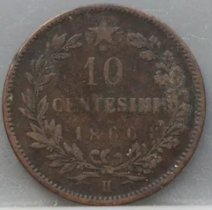 10 Centesimi 1866 (H) — Italië Koper voorzijde