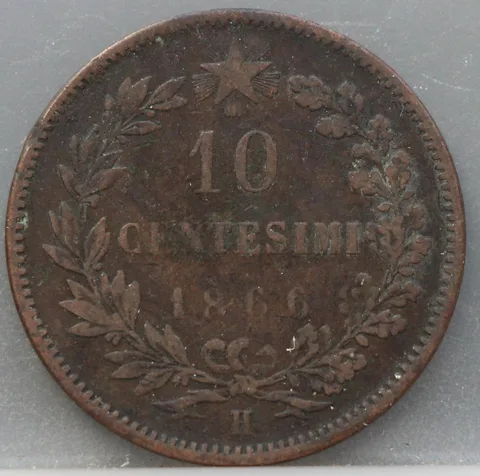 10 Centesimi 1866 (H) — Italië Koper