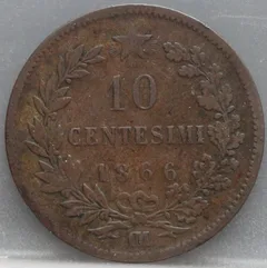 10 Centesimi 1866 Italië Koper voorzijde