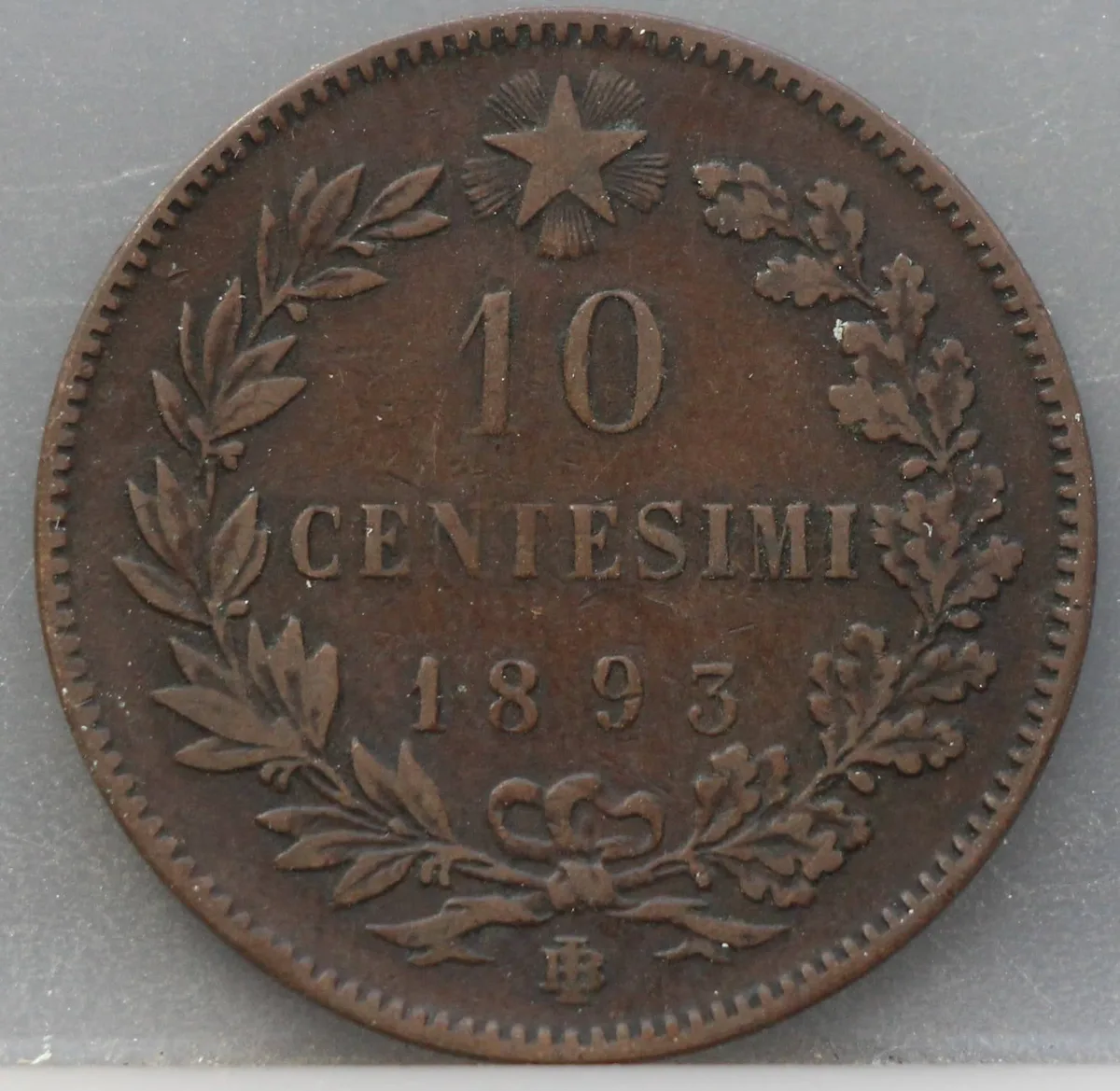 10 Centesimi 1893 (BI) — Italië, Koper voorzijde