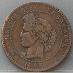 10 Centimes 1893 Frankrijk voorzijde