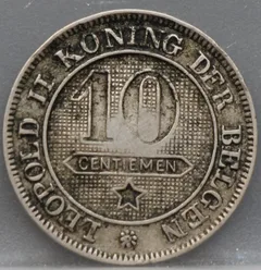 10 Centimes 1894 België — Cupronikkelen achterzijde