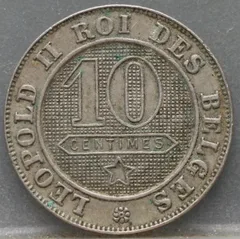 10 Centimes 1894 België (FR) — Cupronikkel achterzijde