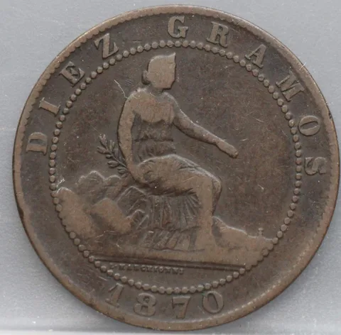 10 Centimos 1870 Spanje — Brons