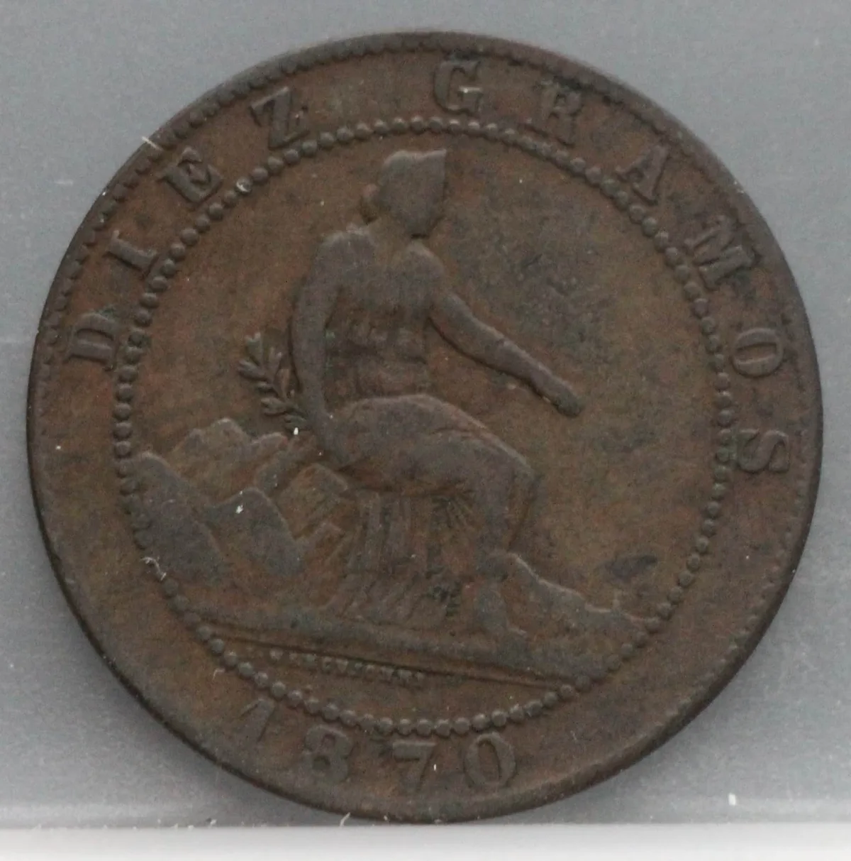 10 Centimos 1870 Spanje — Brons voorzijde