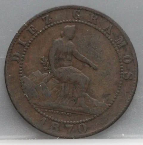 10 Centimos 1870 Spanje — Brons