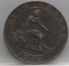 10 Centimos 1870 Spanje — Brons voorzijde