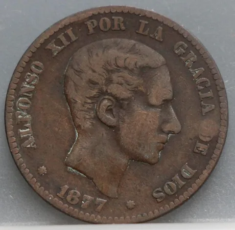 10 Centimos 1877 Spanje — Brons