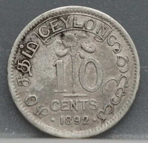 10 Cents 1892 Ceylon — Zilver