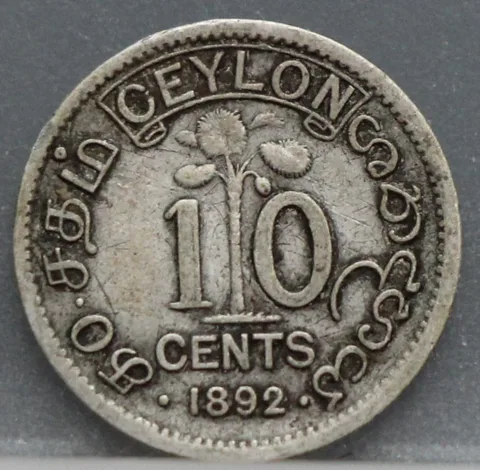 10 Cents 1892 Ceylon — Zilver