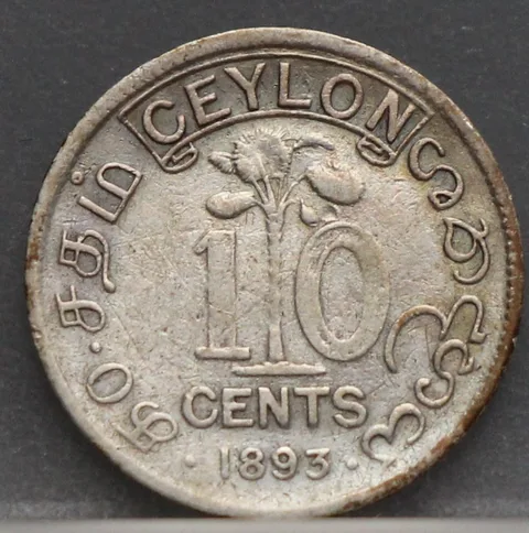 10 Cents 1893 Ceylon — Zilver