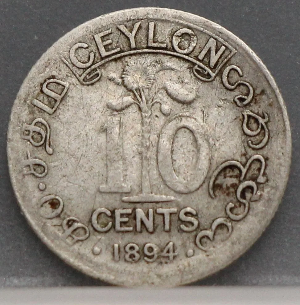10 Cents 1894 Ceylon — Zilver voorzijde