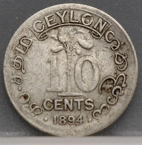 10 Cents 1894 Ceylon — Zilver