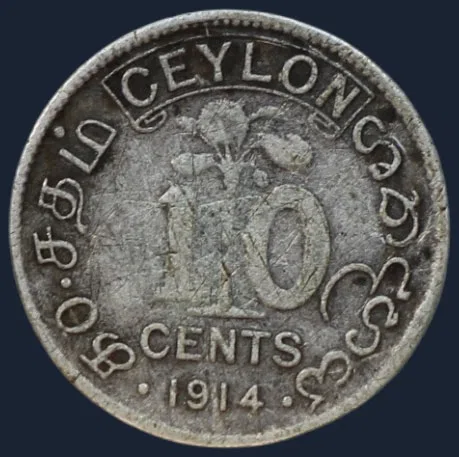 10 Cents 1914 Ceylon Zilver