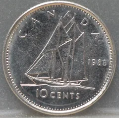 10 Cents 1988 Canada voorzijde, nikkel