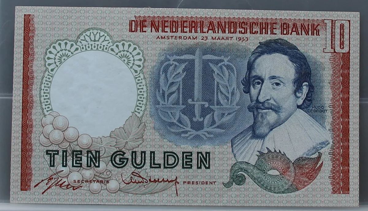 10 Gulden 1953 — Hugo de Groot voorzijde