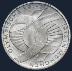 10 Mark 1972 (G) Duitsland - "Summer Olympics in Munich - Partial view of the Olympic rings" 