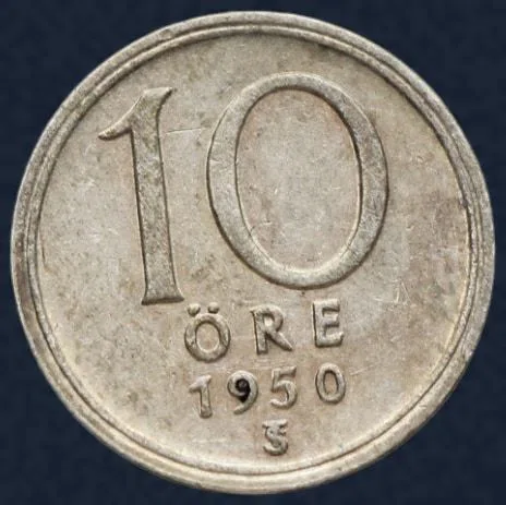 10 Öre 1950 Zweden Zilver