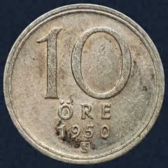 10 Öre 1950 Zweden Zilver
