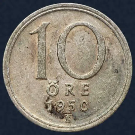 10 Öre 1950 Zweden Zilver