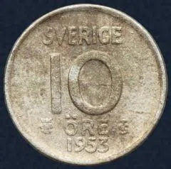 10 Öre 1953 Zweden Zilver